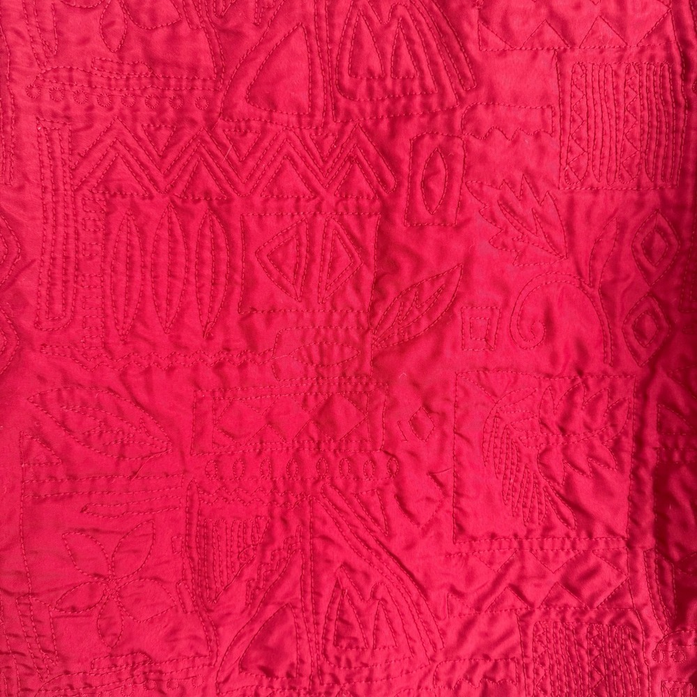 Red Quilted Jacket Women's Medium Lightweight Button Up Cabincore Holiday - Picture 5 of 7